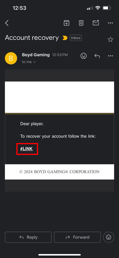recover account screen