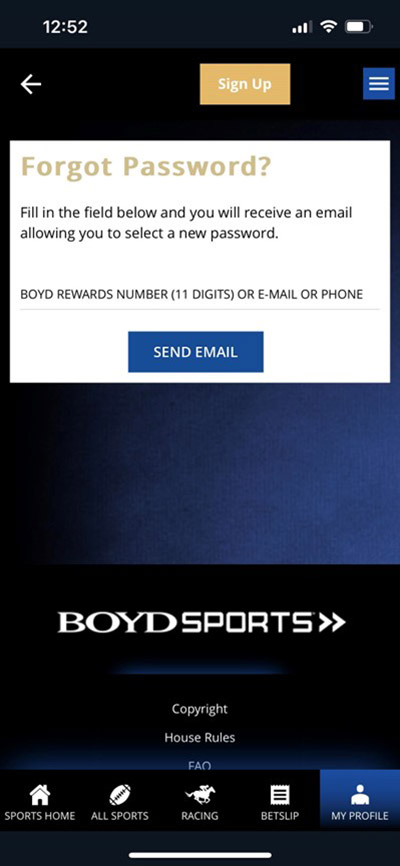 forgot password send email screen