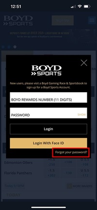 forgot password screen